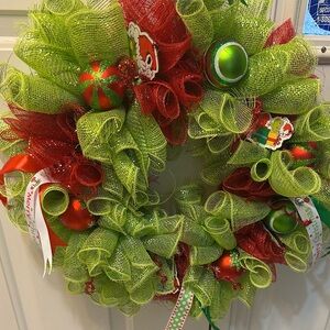 Festive Green and Red Holiday Wreath